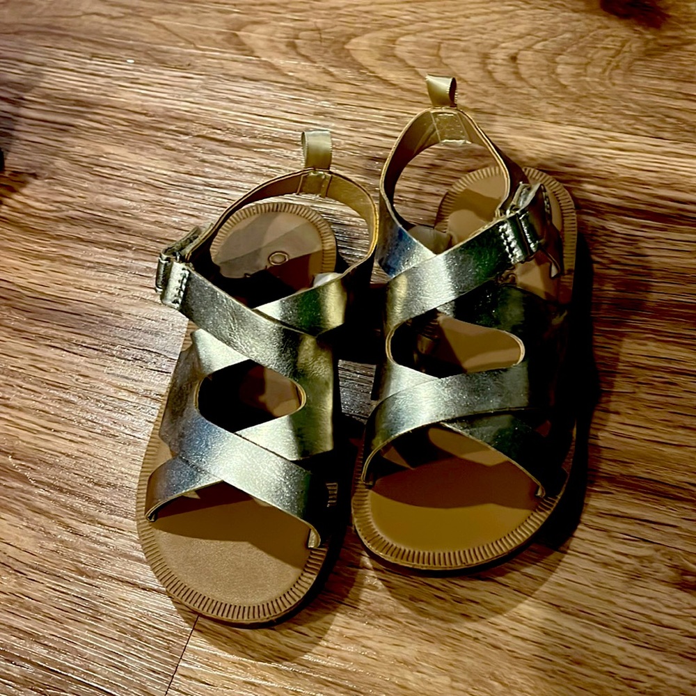 New unworn super cute Gold adjustable strap girl sandals.